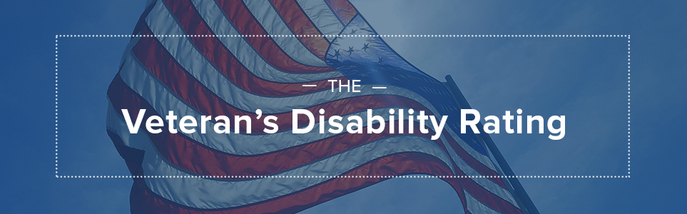 The Veteran's disability rating, image of the united states flag.