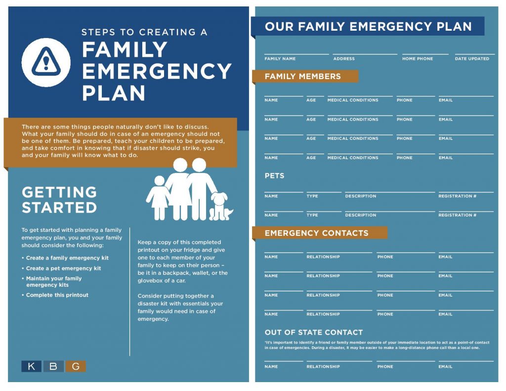 Steps to Creating a Family Emergency Plan KBG Injury Law