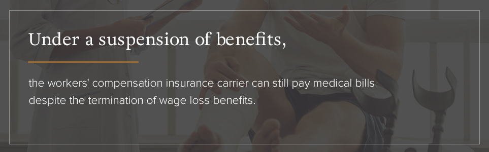 What is a suspension of PA workers' compensation benefits?