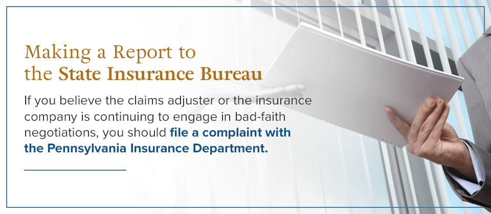 Make a report to the State Insurance Bureau