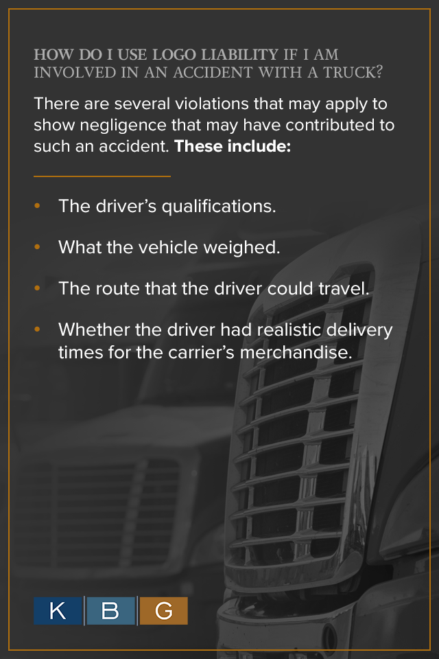 How do I use logo liability if I am involved in an accident with a truck? 